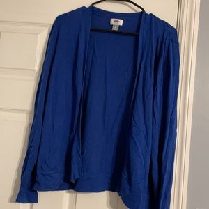Blue hip length cardigan
